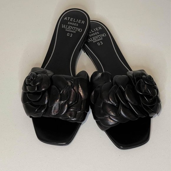 VALENTINO GARAVANI Black 03 Rose Edition Atelier Petal Flat Sandals - Picture 5 of 9